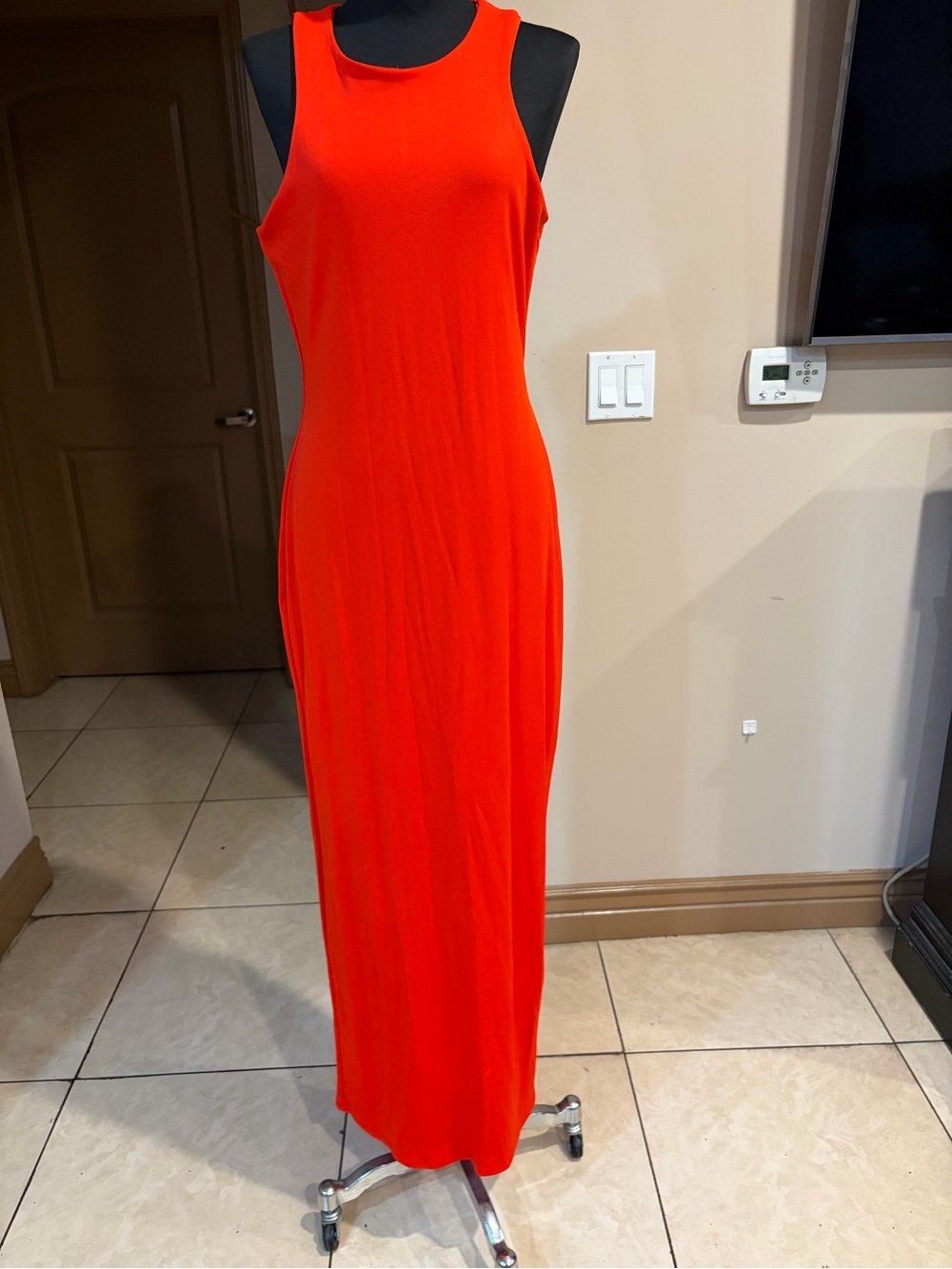 Sleeveless Long Maxi Dress in Vibrant orange